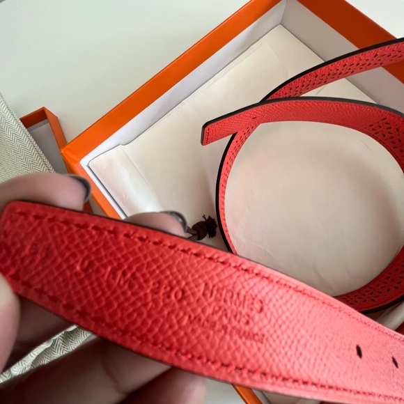 Hermes Reversible Belt - New, Never Worn Orange and Rose Jaipur - Picture 9 of 13
